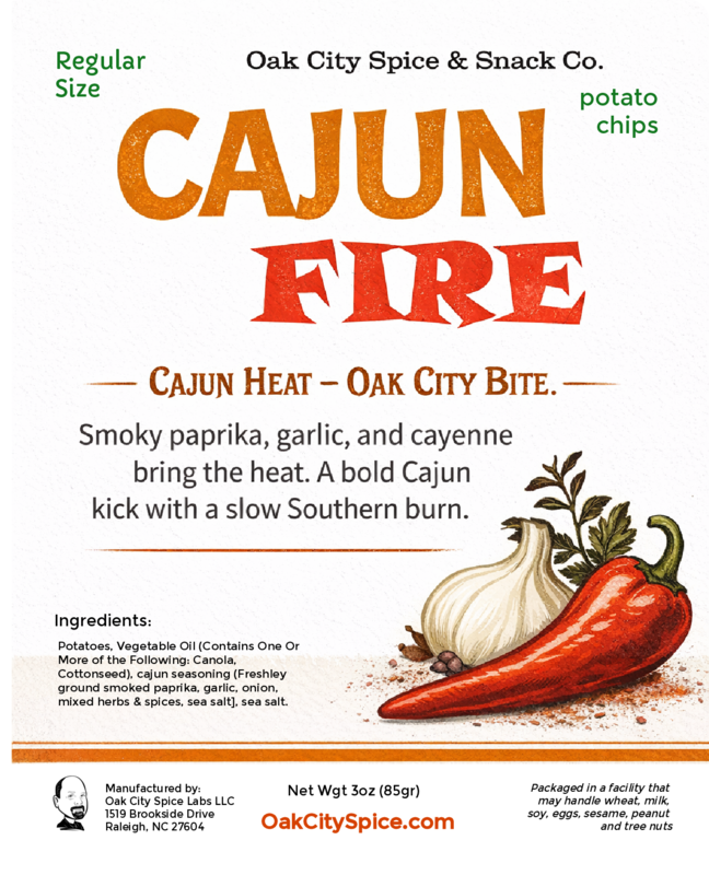 Spuds with a kick, Small batch craft Potato Chips Oak City Spice – Oak ...